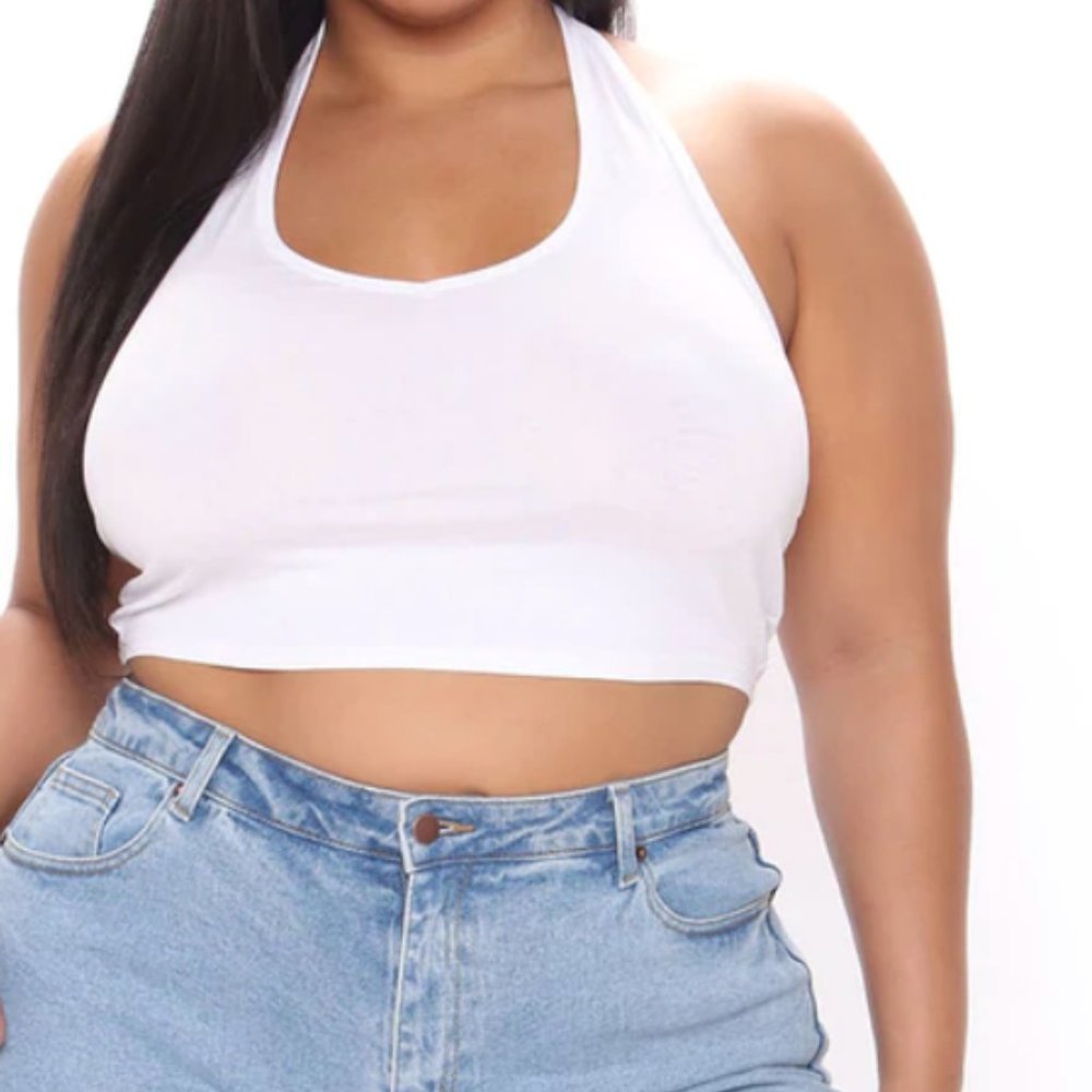 FASHION NOVA | White Cropped Halter Top